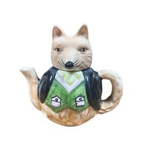 Vintage 1980s Albert E. Price, Mr. Fox Ceramic painted Teapot great condition
